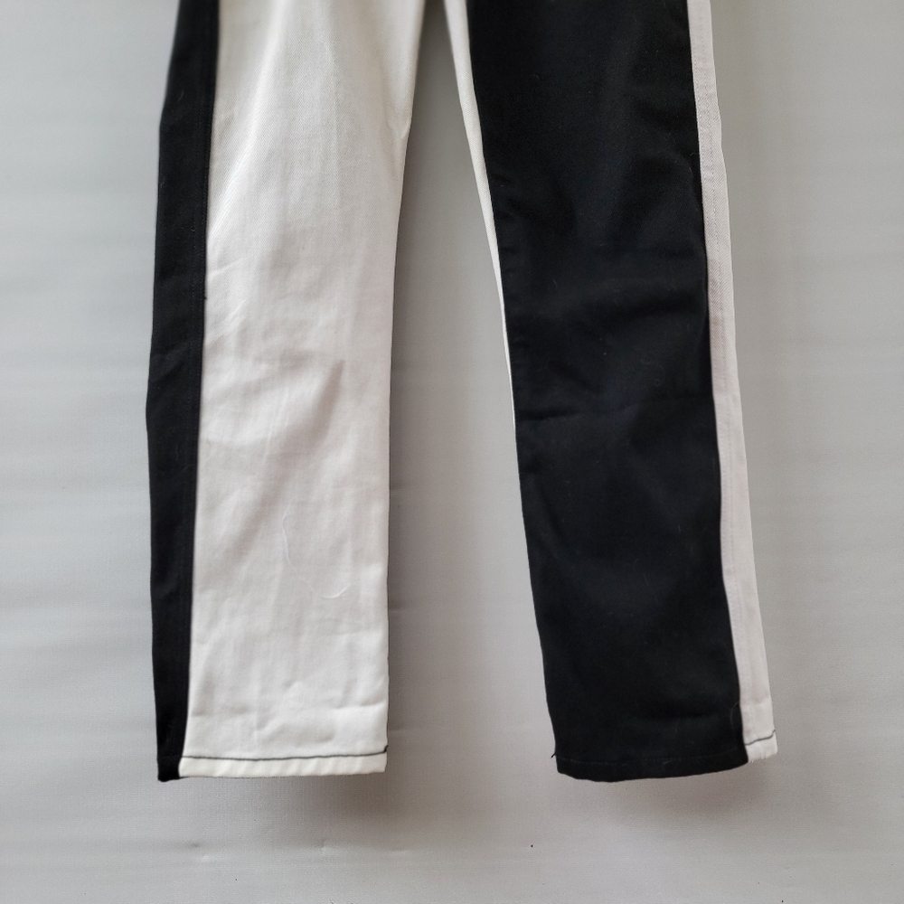 Revice Black White Two Color Jeans Size 27 Straight Leg Zip Fly Neutral Boho - Picture 6 of 14